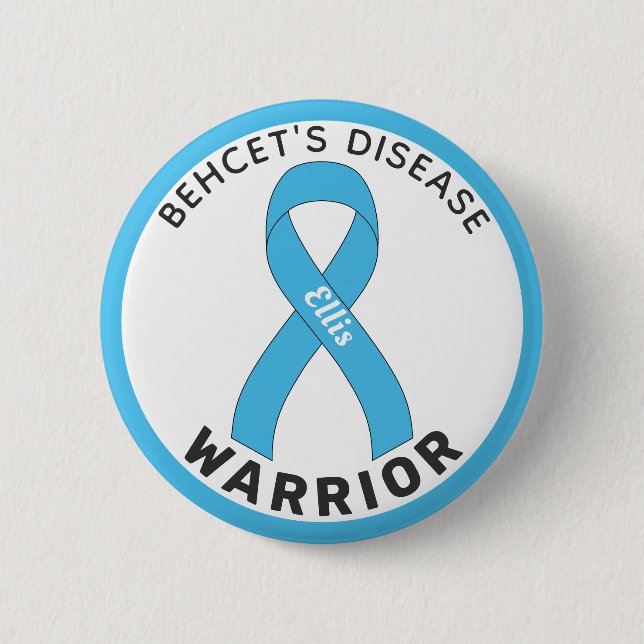 Behcet's Disease Warrior Ribbon White Button (Front)
