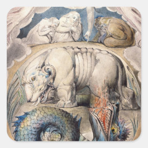 Behemoth And Leviathan William Blake 1825 Square Sticker