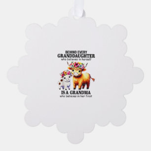 Behind Every Granddaughter Who Believes In Herself Tree Decoration Card