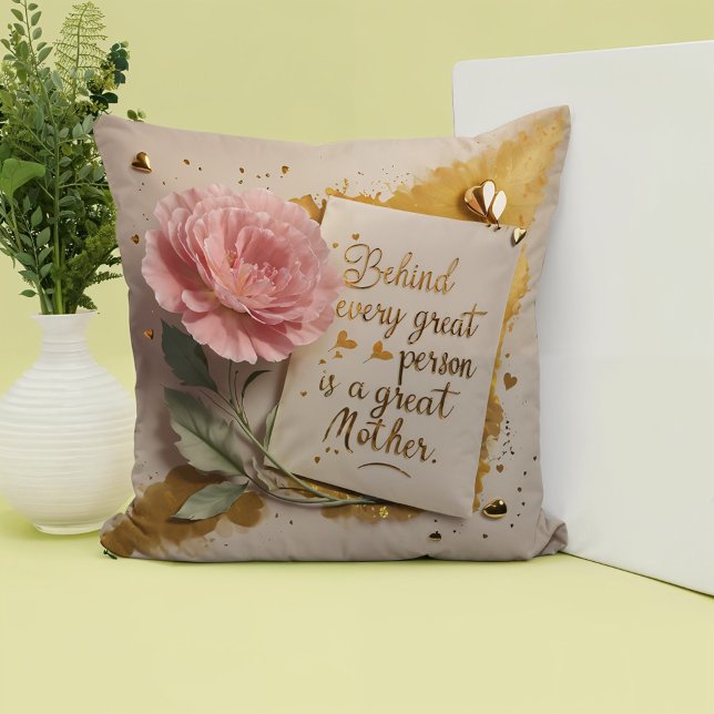 Behind every great person is great Throw Pillow (Creator Uploaded)