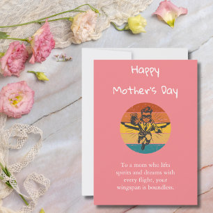 Behind every Pilot,Minimalist,Retro, Mother’s Day Holiday Card