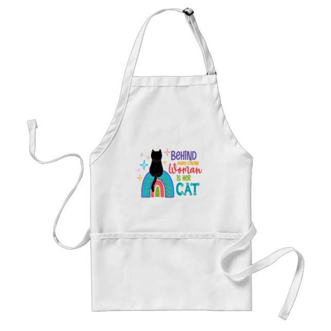 Behind Every Strong Woman Is Her Cat Standard Apron (Front)