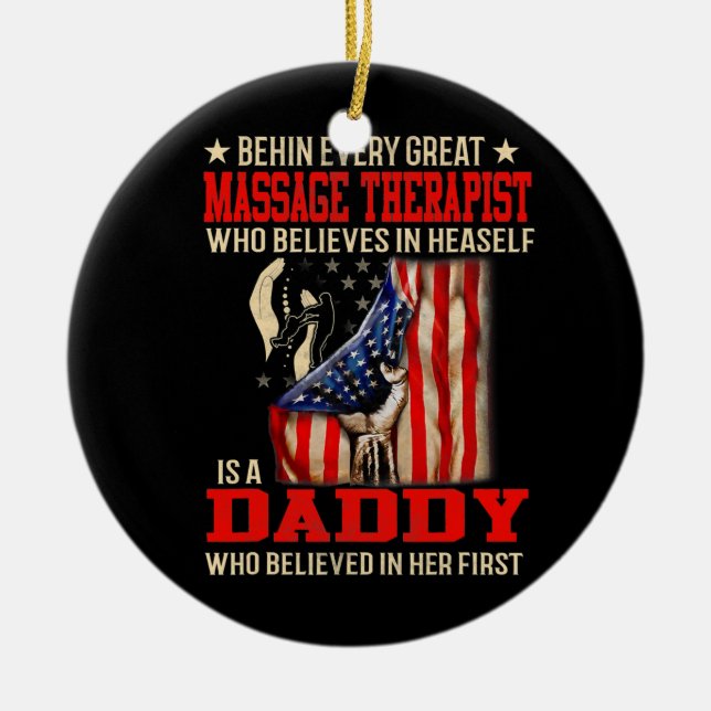 Behind great Massage Therapist who believes Ceramic Tree Decoration (Front)