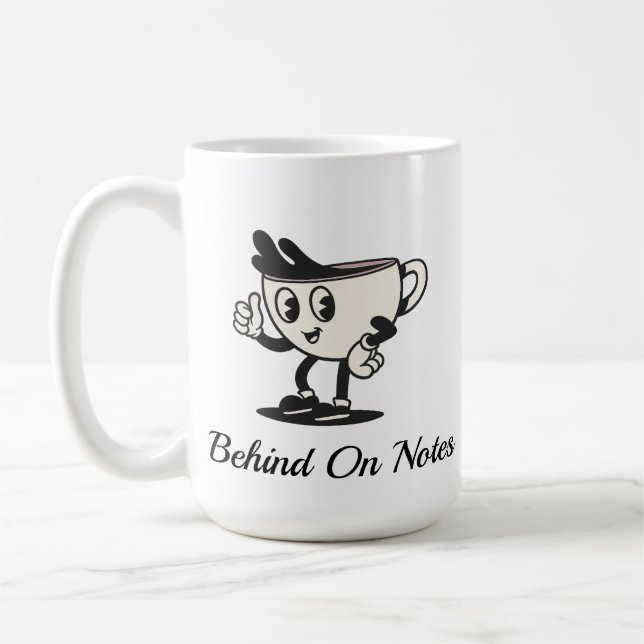 Behind On Notes Coffee Mug, Retro Therapist coffee Mug (Left)