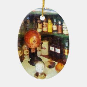 Behind the Counter at the Drugstore Ceramic Tree Decoration