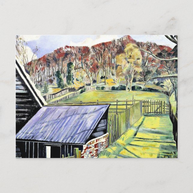 Behind the Inn, landscape painting by Paul Nash Postcard (Front)