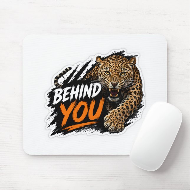 Behind You Leopard  Mouse Mat (With Mouse)