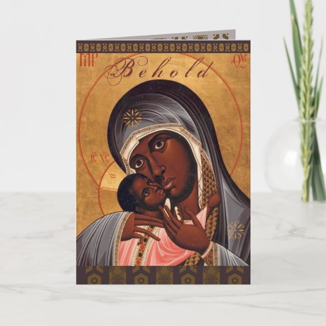 BEHOLD Black Madonna and Child Christmas Card (Front)