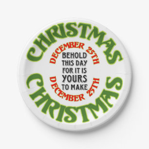 Behold Christmas December 25th Quote Paper Plate