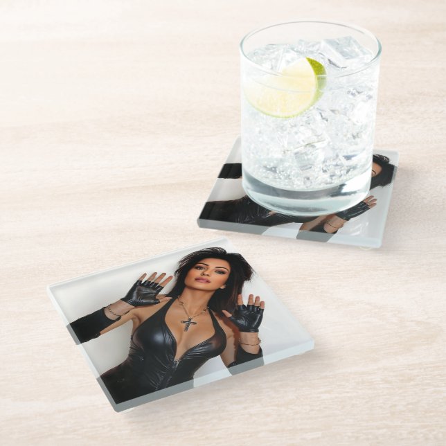 Behold glass coaster (Angled)