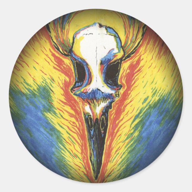 Behold! The Bone-White Bird Classic Round Sticker (Front)