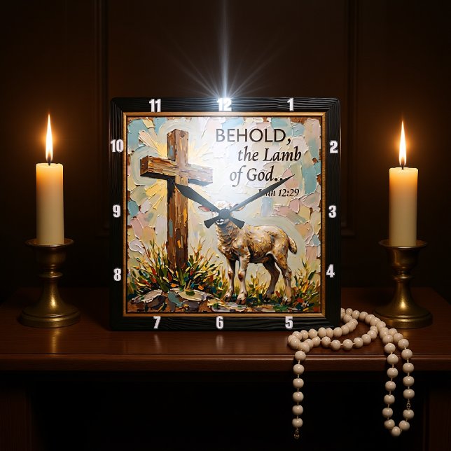 Behold The Lamb: Eternal Message Square Wall Clock (Creator Uploaded)