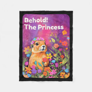 Behold the princess prairie dog cute floral animal fleece blanket