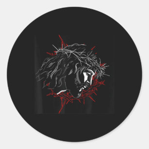 Behold Thy King Funny Face Of Jesus With Crown Classic Round Sticker