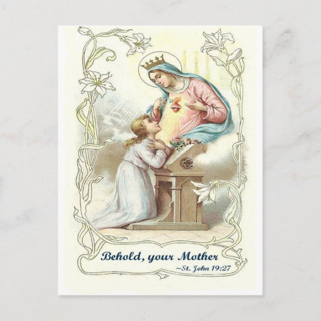 'Behold Your Mother' Blessed Virgin Mary Items Postcard (Front)