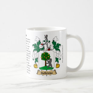 Behrens, the Origin, the Meaning and the Crest Coffee Mug