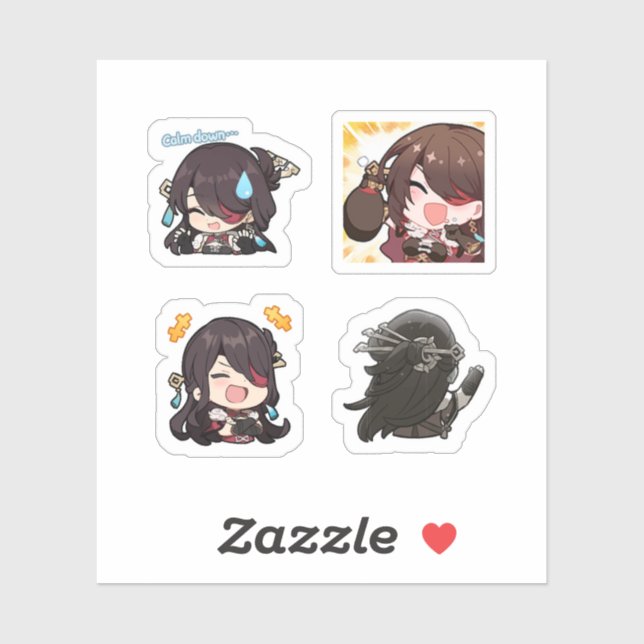 Beidou Genshin Impact 4 Pack Sticker Sheet (Sheet)