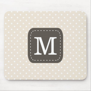 Beig Polka Dots Pattern with Personalised Monogram Mouse Mat