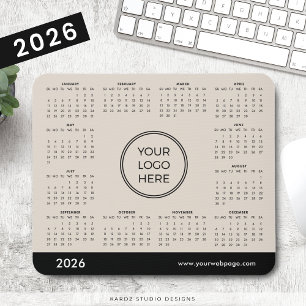 Beige 2026 Promotional Business Logo Calendar Mouse Mat