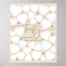 Beige 30 Reasons We Love You Hearts Birthday