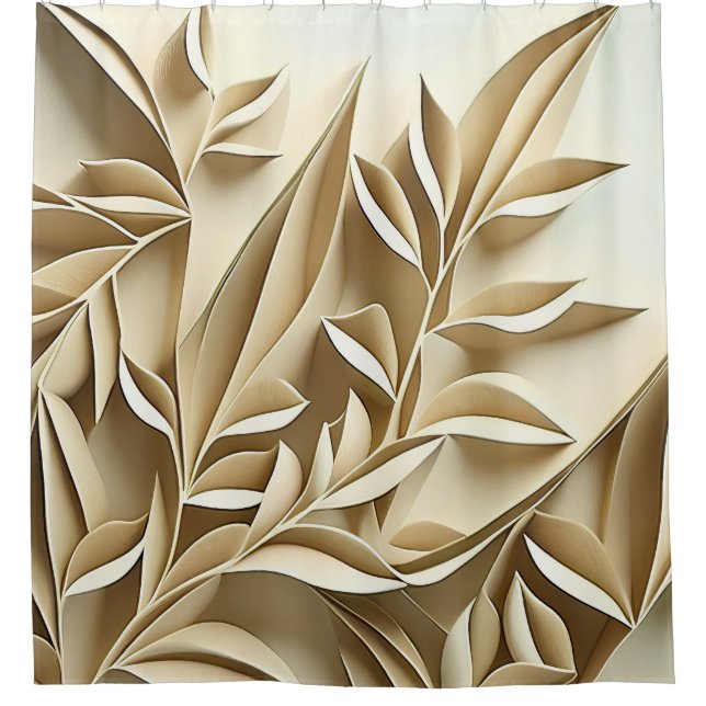 Beige 3D Shower Curtain (Front)