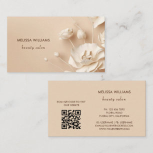 Beige 3D Simple Flowers Business Card