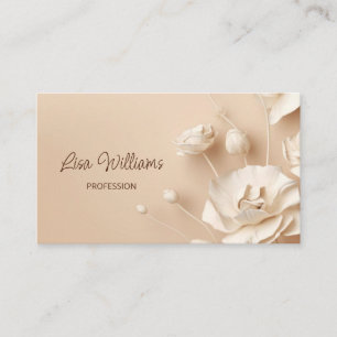 Beige 3D Simple Flowers Business Card