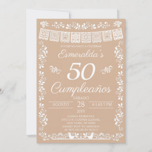 Beige 50 Cumpleaños Birthday Party Invitation