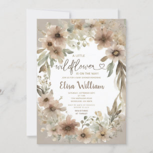 Beige A little Wildflowers Girl Baby Shower Invitation