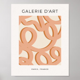 Beige Abstract Line Brush Strokes Poster