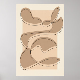 Beige abstract minimalistic/line art poster
