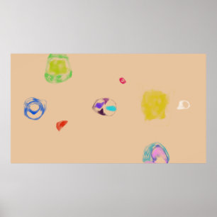 Beige Abstract Objects Simple Drawing Poster