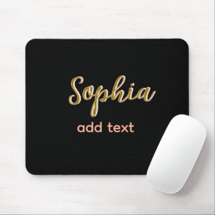 beige add name girl boss text black elegant mouse mat