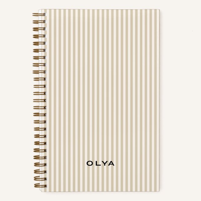 Beige Aeshtetic à Rayures Notebook (Front)