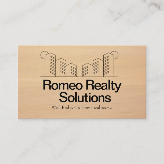 Beige Aesthetic Black Minimalist Real Estate  Business Card (Front)