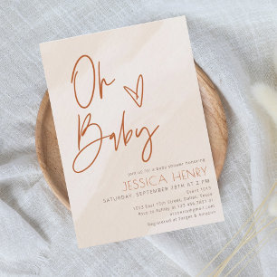 Beige Aesthetic Modern Baby Shower  Invitation