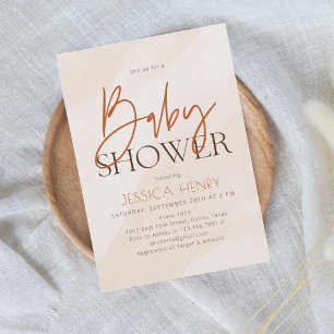 Beige Aesthetic Modern Baby Shower  Invitation