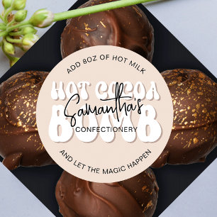 Beige Aesthetic Retro Hot Cocoa Bomb Instructions Classic Round Sticker