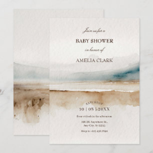 Beige aesthtetic baby shower invitation