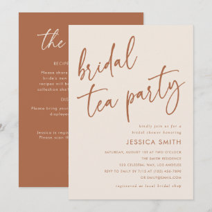 Beige All in One QR Code Bridal Tea Party Shower Invitation