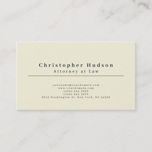 Beige & Almond Simple Plain Minimalist Business Card (Front)