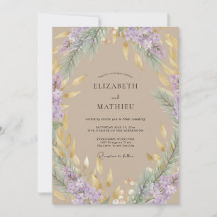 Beige Amethyst Wisteria Wedding Invitation