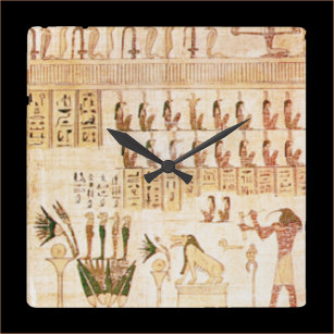 Beige Ancient Egyptian Hieroglypics Wall Clock