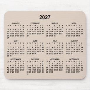 Beige and Black 2027 Calendar Mouse Mat