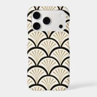 Beige and black art-deco abstract flowers