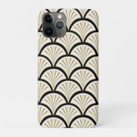 Beige and black art-deco abstract flowers