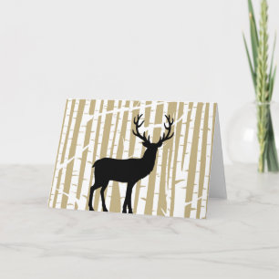 Beige and Black Birch Tree Forest Greeting Card
