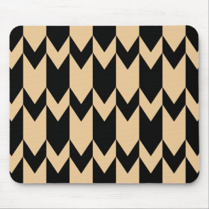 Beige and Black Chevron Pattern. Mouse Mat