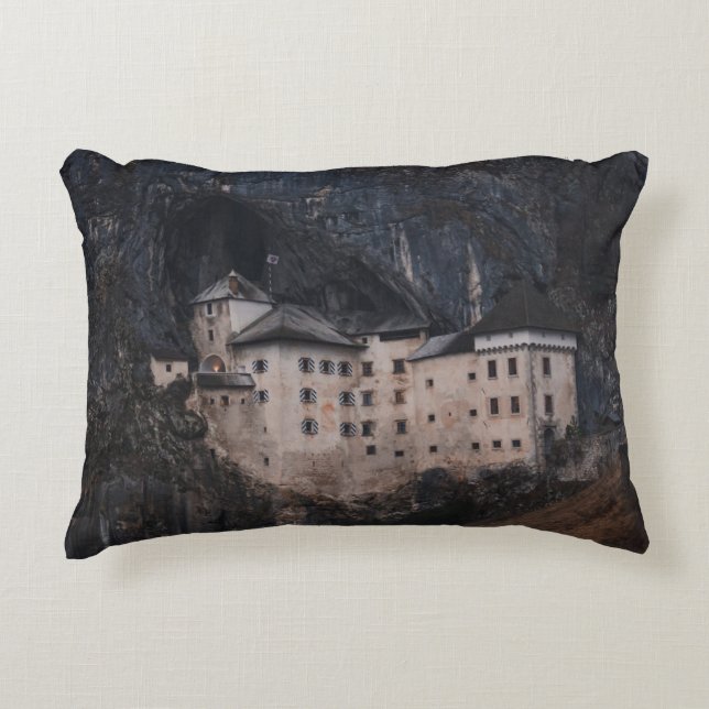 BEIGE AND BLACK CONCRETE HOUSE DECORATIVE CUSHION (Front)