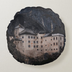 BEIGE AND BLACK CONCRETE HOUSE ROUND CUSHION